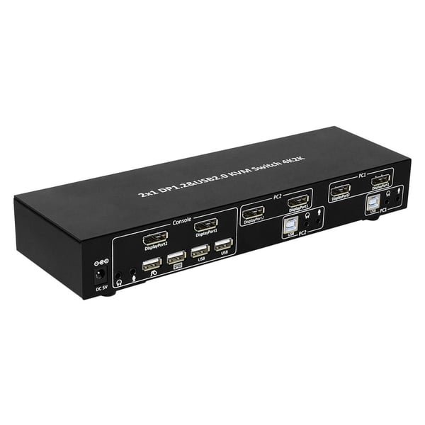 Techly IDATA DP-KVM2 KVM-kytkin Musta