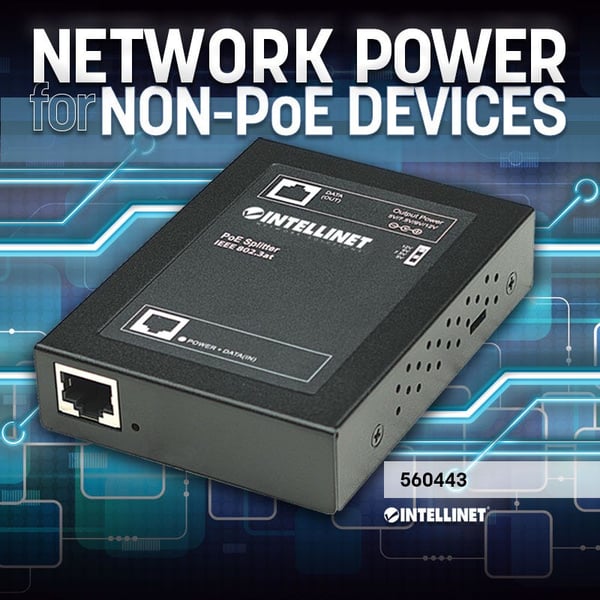 Intellinet 560443 nätverksdelare Strömförsörjning via Ethernet (PoE) stöd Svart
