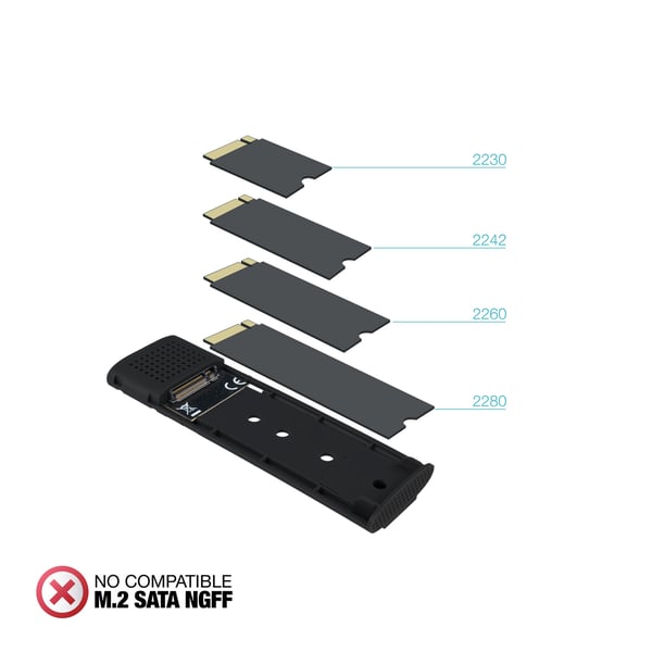 TooQ TQE-2231B tallennusaseman kotelo SSD-kotelo Musta M.2