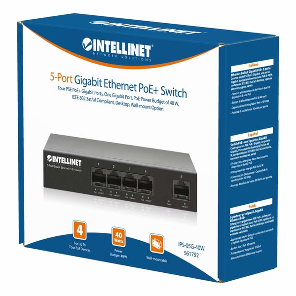 Intellinet 561792 nätverksswitchar Gigabit Ethernet (10/100/1000) Strömförsörjning via Ethernet (PoE) stöd Svart