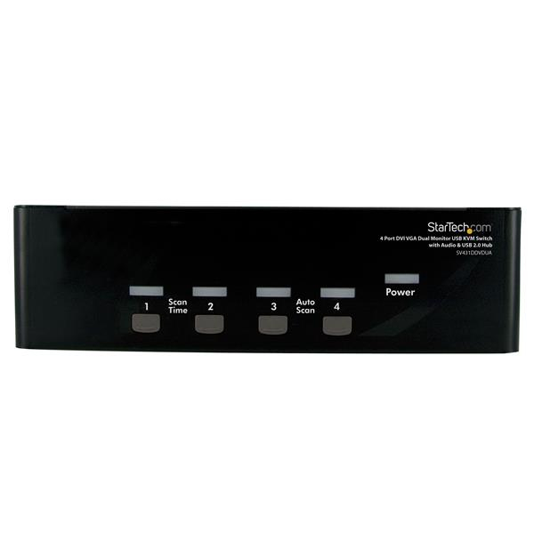 StarTech.com DVI VGA KVM-switch för dubbla skärmar USB med 4 portar, audio & USB 2.0-hubb