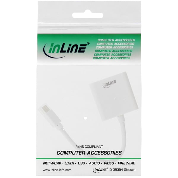 InLine 17194K videokabel adapter 0,15 m Mini DisplayPort DVI-D Hvid
