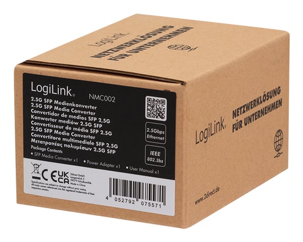 LogiLink NMC002 netværksomformer til medie 2500 Mbit/s Sort