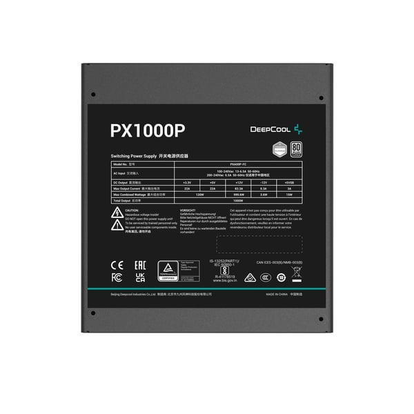 DeepCool PX1000P enhed til strømforsyning 1000 W 20+4 pin ATX ATX Sort