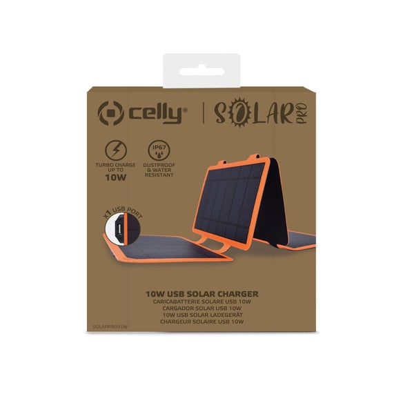 Celly Solarpro10W Älypuhelin Musta, Oranssi Aurinko Ulkona