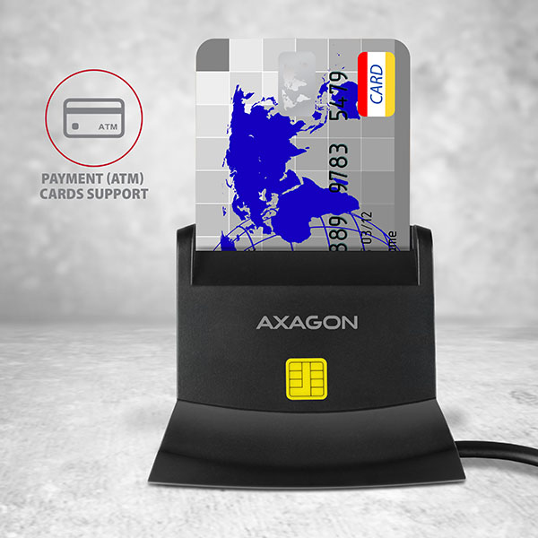 Axagon CRE-SM2 läsare smarta kort inomhus USB USB 2.0 Svart