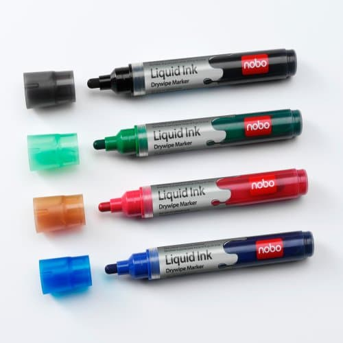 Nobo whiteboard marker rund spids 3 mm hurtigtørrende blæk, pakke/4 stk.