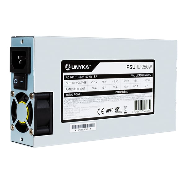 UNYKAch UKPSU1U40004 virtalähdeyksikkö 250 W 20+4 pin ATX Flex ATX Hopea