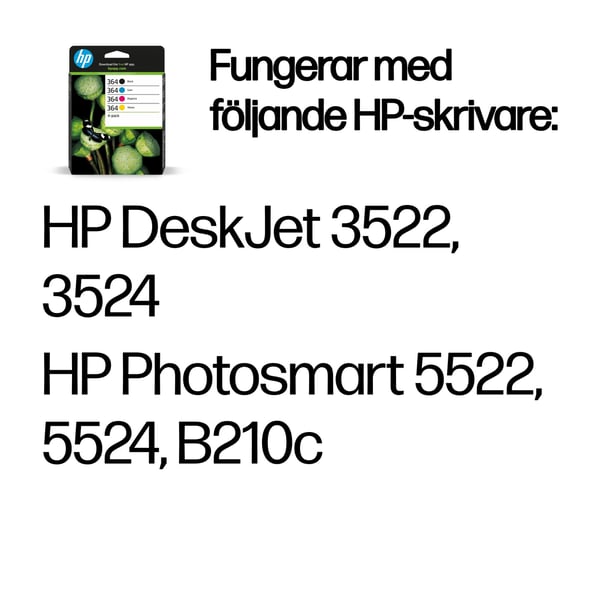 HP 364 svart/cyan/magenta/gul bläckpatron, original, 4-pack