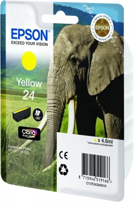Epson Elephant Yksittäispakkaus, keltainen 24 Claria Photo HD -muste