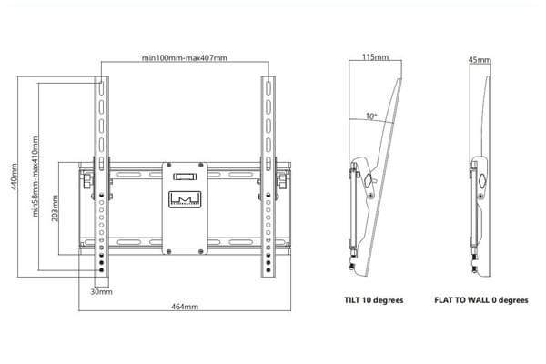 Multibrackets 4012 tv-beslag 165,1 cm (65") Sort