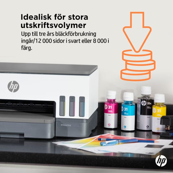 HP Smart Tank 7005 Trådlöst All-in-One Färg Skrivare, Dubbelsidig utskrift; Kopiator, skanner