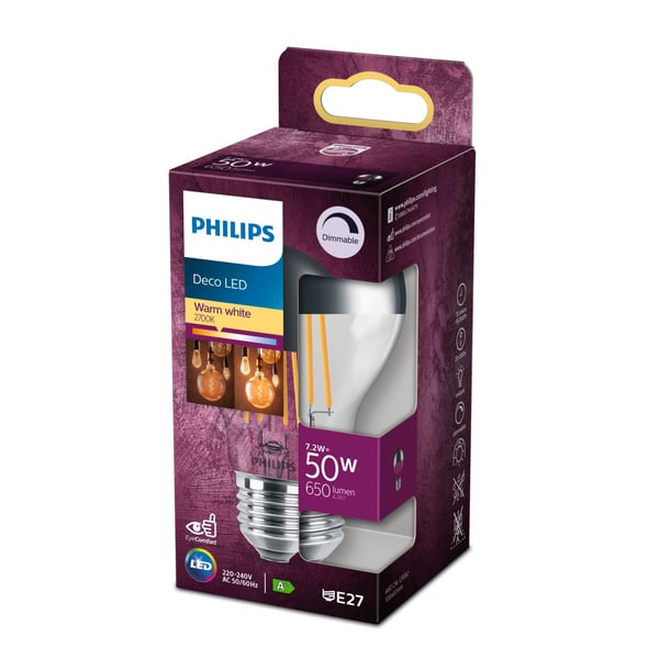 Philips Filament pære, spejlkrone 50 W A60 E27