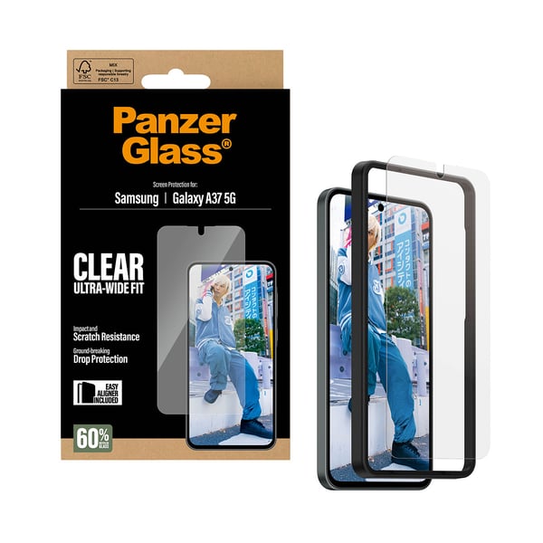 PanzerGlass ® Screen Protector Samsung Galaxy A37 5G | Ultra-Wide Fit w. EasyAligner Genomskinligt skärmskydd 1 styck