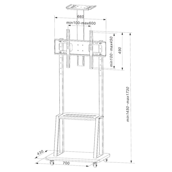 Techly ICA-TR33 skærmbeslag til skiltning 177,8 cm (70") Sort