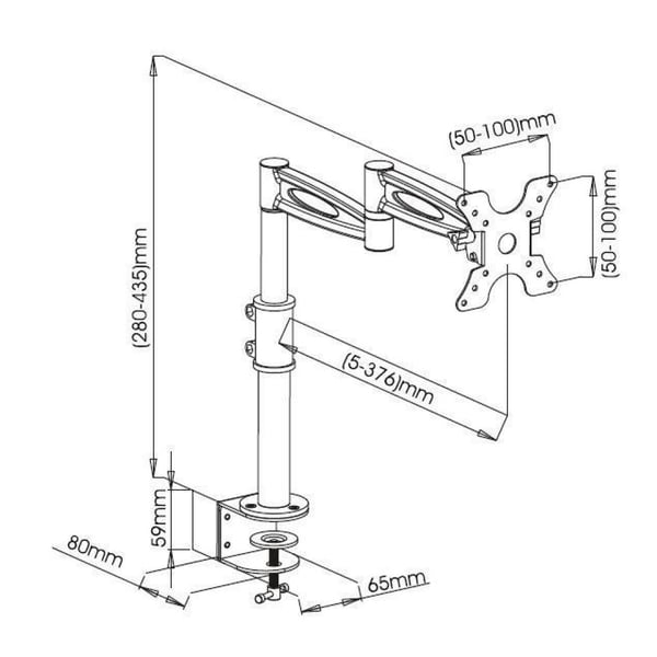Techly ICA-LCD 502BK skærmbeslag og -stativer 68,6 cm (27") Skrivebord Sort