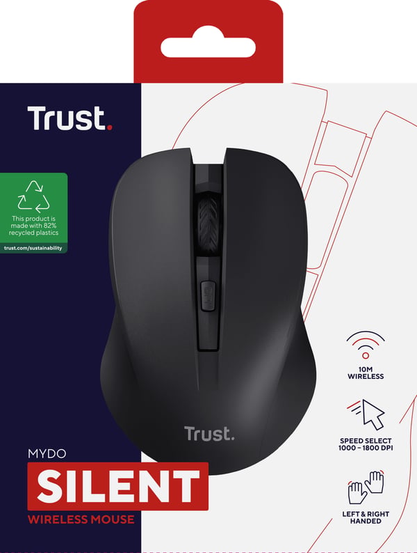 Trust Mydo datormöss Kontor Ambidextrous RF Trådlös Optisk 1800 DPI