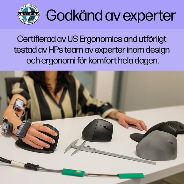 HP 920 - Vertikal mus - ergonomisk - 6 knappar - trådlös - 2,4 GHz, Bluetooth 5.3 - trådlös mottagare