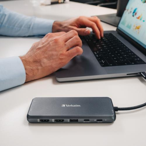 Verbatim 16105448 gränssnittshubbar USB Type-C Grå
