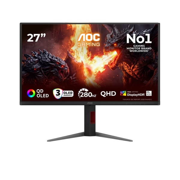 AOC G4 Q27G4ZD tietokoneen litteä näyttö 67,3 cm (26.5") 2560 x 1440 pikseliä Quad HD QD-OLED Musta, Punainen