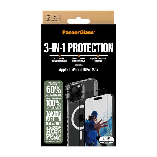 PanzerGlass ® 3-in-1 Protection Bundle iPhone 16 Pro Max Genomskinligt skärmskydd Apple 1 styck