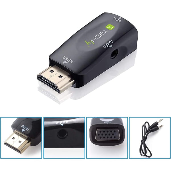 Techly IDATA HDMI-VGA2MABT2 videosignalomvandlare Passiv videokonverterare 1920 x 1080 pixlar