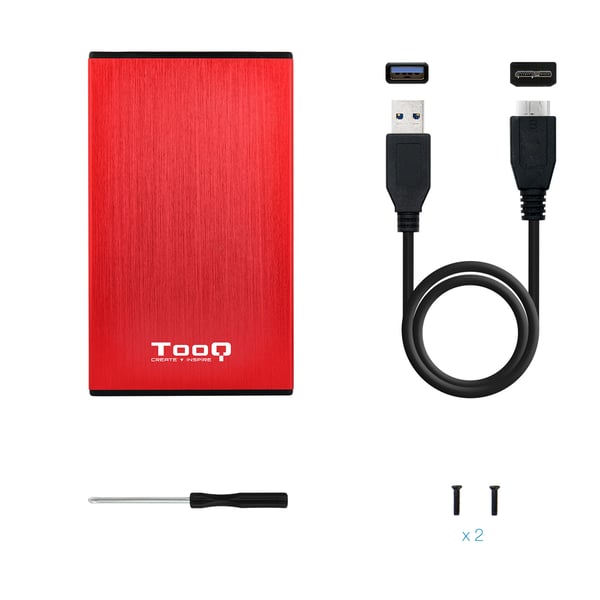 TooQ TQE-2527R Hölje för lagringsenheter HDD-hölje Svart, Röd 2.5"