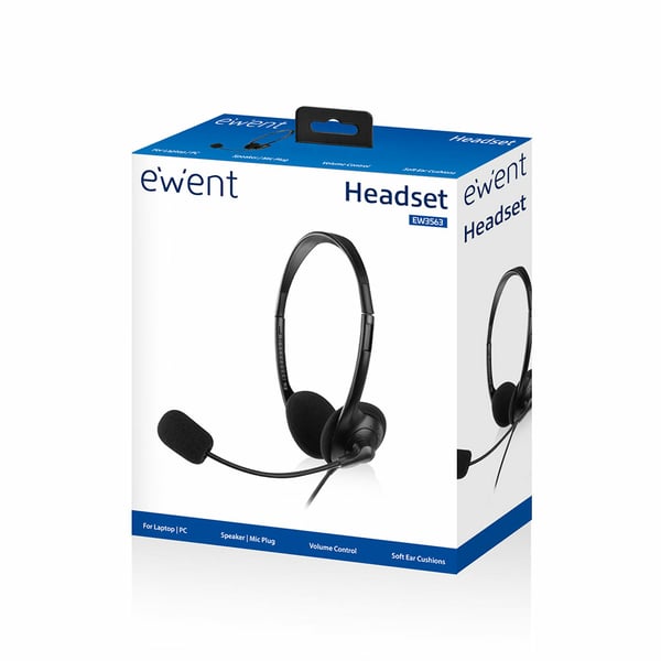 Ewent EW3563 hörlur och headset Kabel Huvudband Samtal/musik Svart