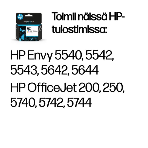 HP 62, alkuperäinen kolmivärinen mustekasetti