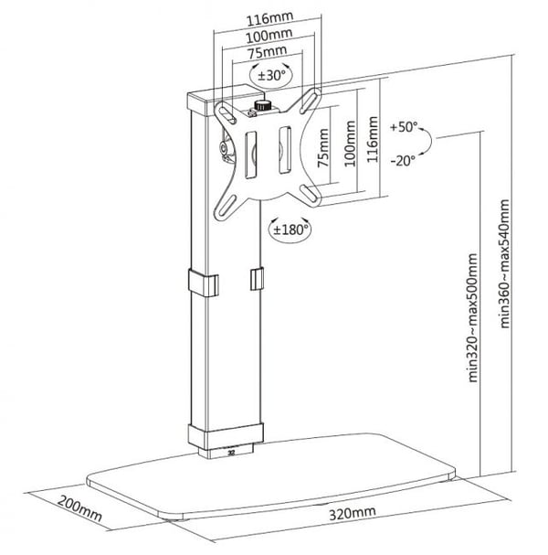 Equip 650126 fäste och ställ till bildskärm 81,3 cm (32") Bord Svart