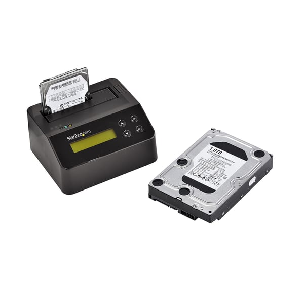 StarTech.com Hårddiskraderare med ett fack, fristående HDD-/SSD-raderare, USB 3.0 till SATA II (3 Gbps), 9 raderingslägen, LCD-bildskärm, säker dockningsstation för hårddiskraderare, DB-9-skrivarport, TAA-kompatibel