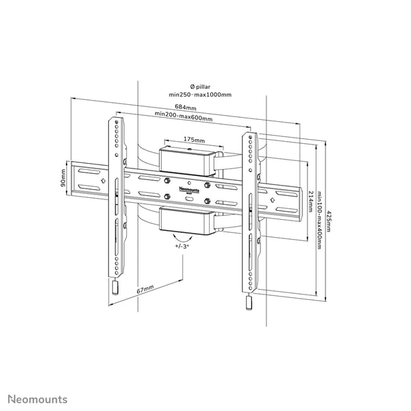 Neomounts WL30S-910BL16 TV-kiinnike 190,5 cm (75") Musta
