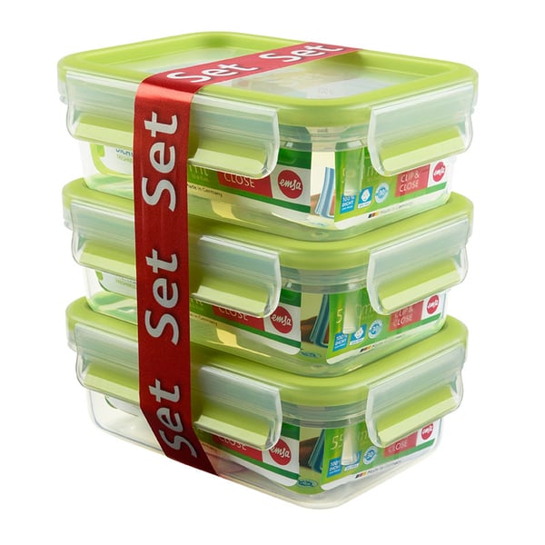 EMSA 508570 matburkar Rektangulär Låda 0,55 l Transparent 3 styck