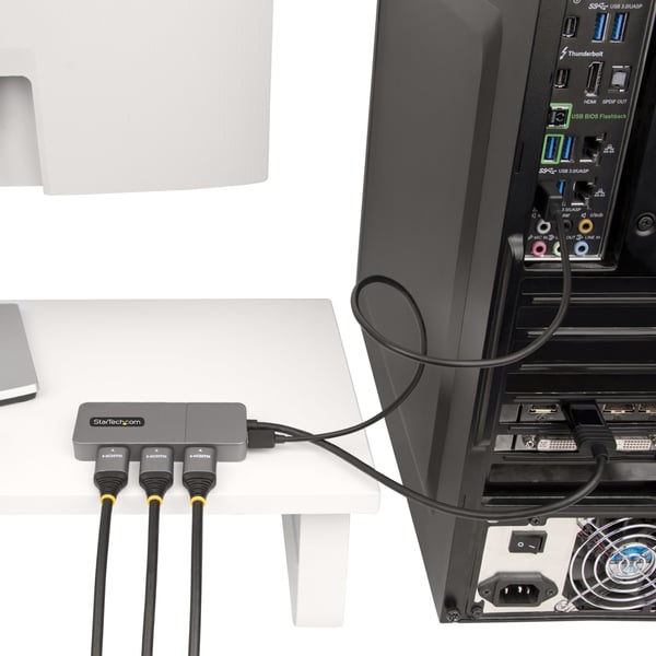 StarTech.com MST-hubb med tre portar - DisplayPort till 3x HDMI, tre 4K 60 Hz-skärmar, DP 1.4-videoadapter för flera bildskärmar, 30 cm inbyggd kabel, USB-driven, endast för Windows