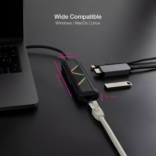 Nanocable 10.16.0501 kannettavien tietokoneiden telakka ja porttitoistin Langallinen USB 3.2 Gen 1 (3.1 Gen 1) Type-C Musta