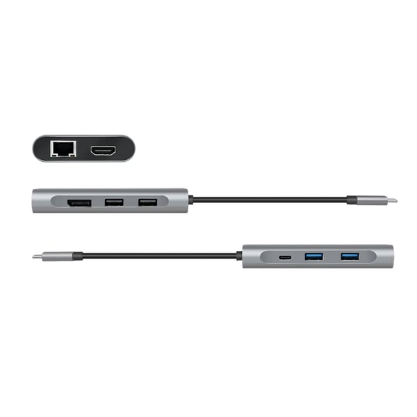 LogiLink UA0382 kannettavien tietokoneiden telakka ja porttitoistin Langallinen USB 3.2 Gen 1 (3.1 Gen 1) Type-C Hopea