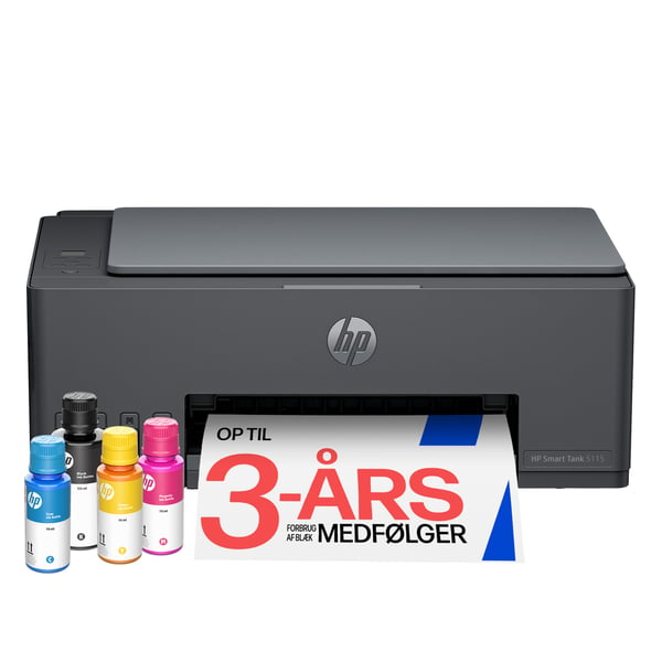 HP Smart Tank 5115 Trådløst All-in-One Farve Printer, Up to 2 Years of ink included; Two-sided printing; Copier, Scanner