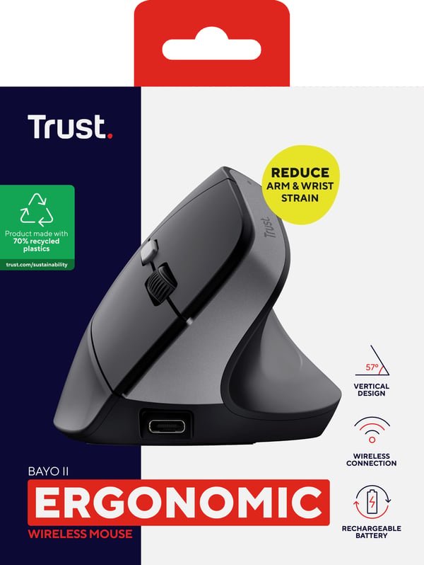 Trust Bayo II datormöss Medical Högerhand RF Trådlös Optisk 2400 DPI