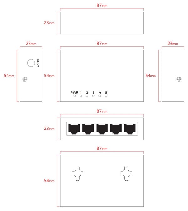 Lanview LVN-DESK-5PORT-1G nätverksswitchar Ohanterad Gigabit Ethernet (10/100/1000)