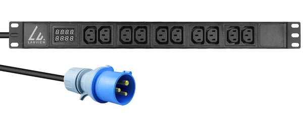 Lanview LVR-3MIEC-AMP-10C13 strømforsyningsenhed (PDU) 10 AC stikkontakt(er) 1U Sort