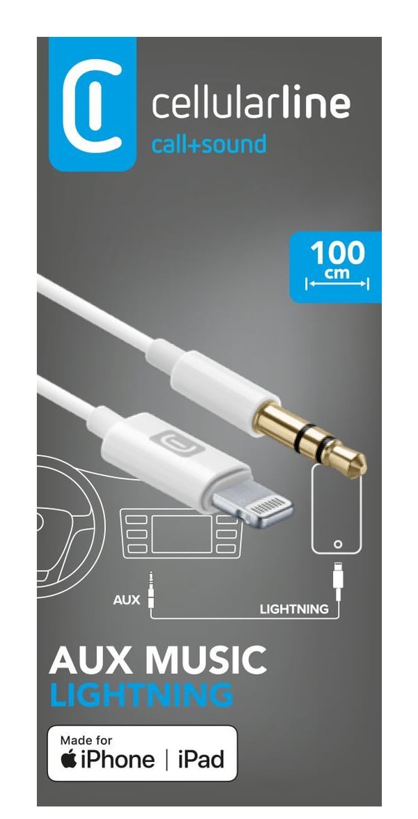 Cellularline 8018080342370 lydkabel 1 m Lightning 3.5mm Hvid