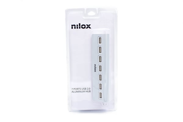 Nilox NXHU7ALU2 interface hub USB 2.0 480 Mbit/s Grå