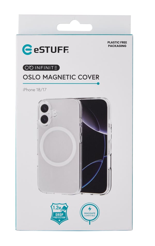eSTUFF INFINITE (GRS) OSLO iPhone 18/17 Clear Magnetic Cover mobiltelefon etui Transparent