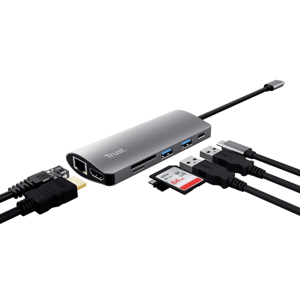 Trust Dalyx 7-in-1 USB-C Multiport -sovitin - Telakointiasema