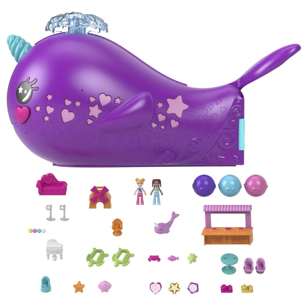 Polly Pocket SPARKLE COVE ADVENTURE NARWHAL ADVENTURER Boat