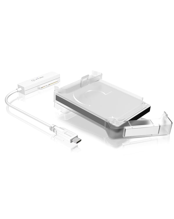 ICY BOX IB-AC703-C HDD- / SSD kabinett Translucent, Vit 2.5"