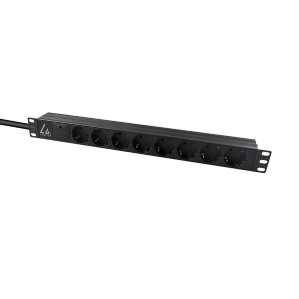 Lanview LVR-2MSCH-SPD-SCH8 tehonjakeluyksikkö 8 AC-pistorasia(a) 1U Musta