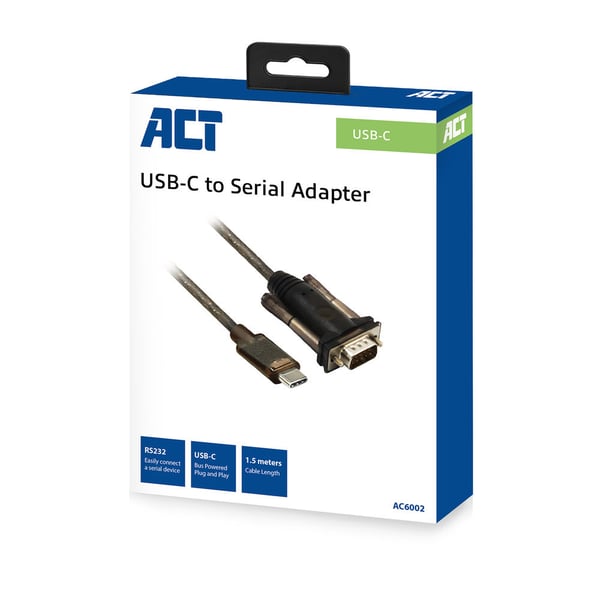 ACT AC6002 seriella kablar Svart 1,5 m USB Type-C DB-9