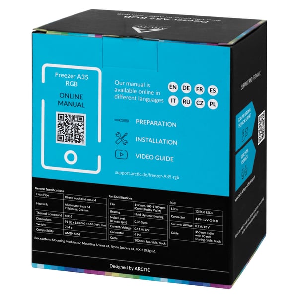 ARCTIC Freezer A35 RGB Processor Kylare 11,2 cm Svart 1 styck