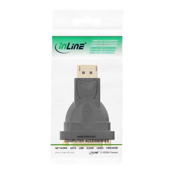 InLine 17199J videokabel adapter DisplayPort male DVI-D Sort